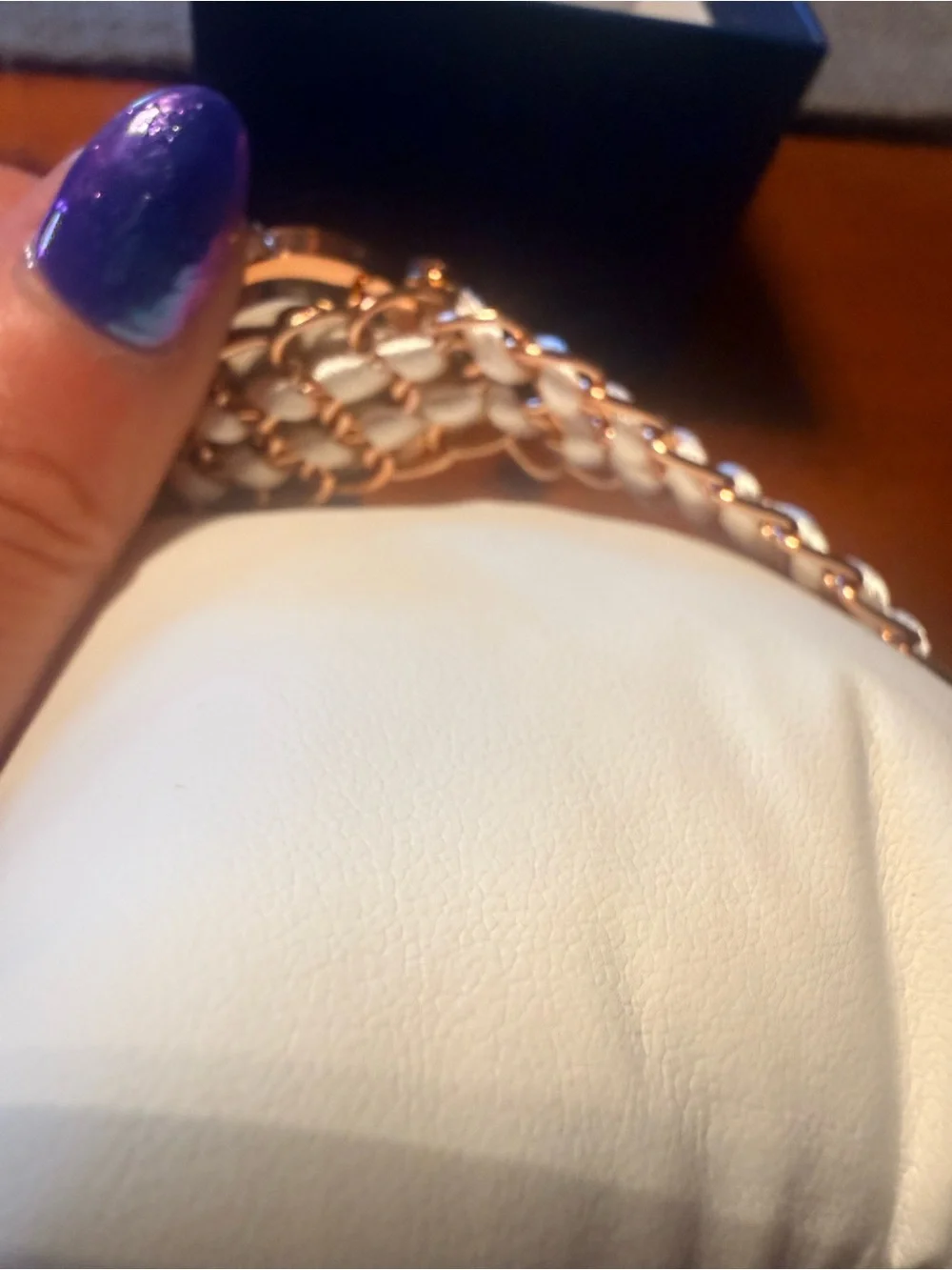 Rose Gold Chain-Link Women’s Watch with White Dial